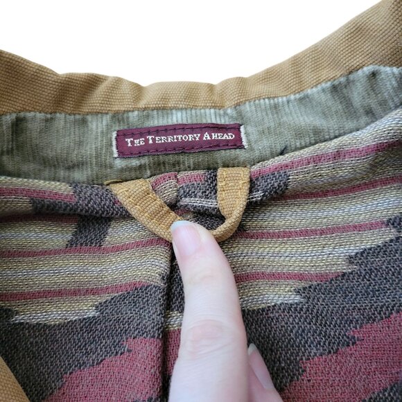 Territory Ahead LL Blazer Jacket Khaki Brown Plaid Lining Western Rodeo - Picture 5 of 13